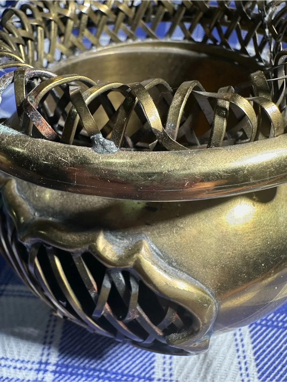 Brass VTG Woven MOTTAHEDEH DESIGN Basket Asian India